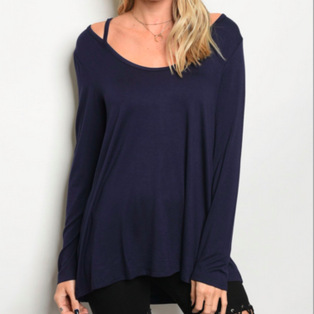 Love Riche Navy LS Top